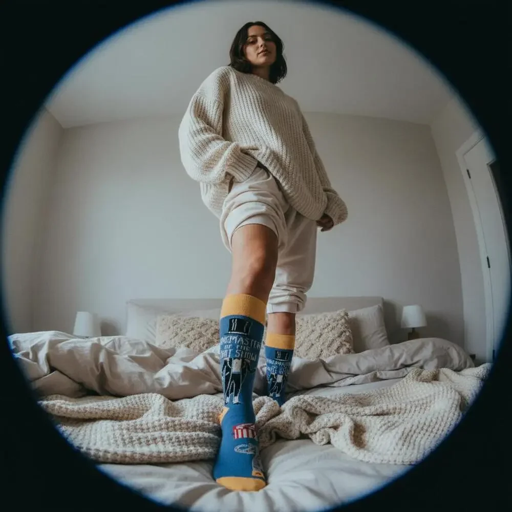 Ringmaster Of The Shit Show Funny Socks | Blue Circus Graphic Crew Socks